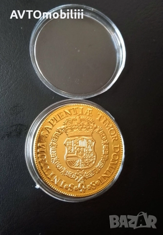 Позлатена голяма средновековна испанска монета, снимка 4 - Нумизматика и бонистика - 52858320