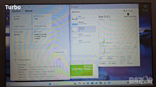 15.6' FullHD Lenovo 320 Core i5-7200U/NVIDIA GeForce 940MX 2GB/8GB/256GB SSD/Бат.4ч, снимка 8 - Лаптопи за работа - 54059774