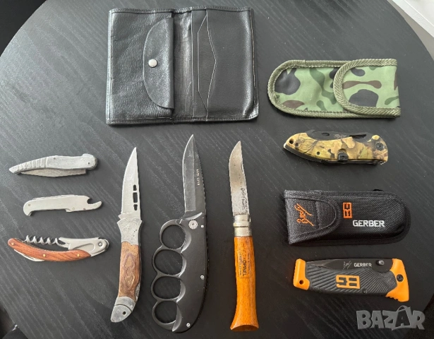 Лот ножове – Opinel, Gerber Bear Grylls + подарък кожен портфейл, снимка 4 - Ножове - 53981975