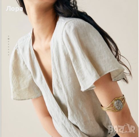 ZARA блуза 100% лен, снимка 5 - Корсети, бюстиета, топове - 46418001