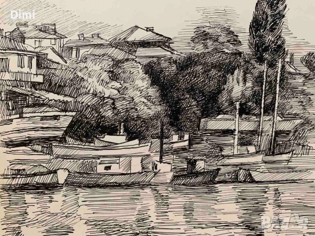 ЕЛКА НАЙДЕНОВА пейзаж – туш , снимка 2 - Картини - 52827259