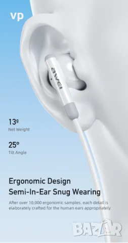 НОВИ Качествени слушалки Earphone Awei Type C с микрофон, със супер Бас! Подходящи за подарък, снимка 7 - Слушалки и портативни колонки - 47208666