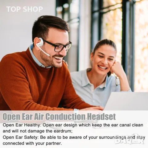 Слушалки Seflorgo Bluetooth 5.3 с отворено ухо със свалящ се магнитен шумопотискащ микрофон, бежови, снимка 5 - Bluetooth слушалки - 49805295