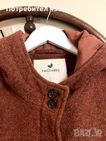 топло кафяво палто от 100% вълна, снимка 3 - Палта, манта - 52845072