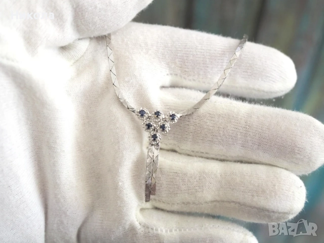 Винтидж сребърно колие с топази