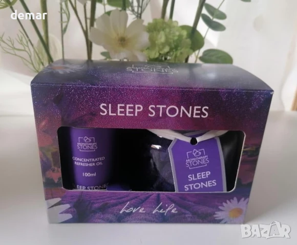 Подаръчен комплект камъни за сън, Лава камък, влят с лавандула и лайка, освежаващо масло 100 мл, снимка 10 - Други стоки за дома - 50949070