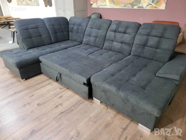 ПРОМОЦИЯ!!!Тъмно сив П - образен ъглов диван Nixon с функция сън, снимка 7 - Дивани и мека мебел - 52829930