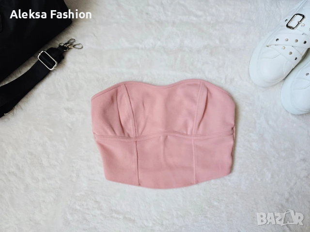 H&M къс розов кроп топ бюстие , снимка 5 - Корсети, бюстиета, топове - 47560502