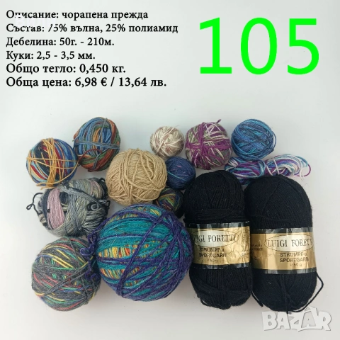 Чорапени прежди, евтини прежди в малки количества - нови и остатъци, снимка 4 - Други стоки за дома - 52171080