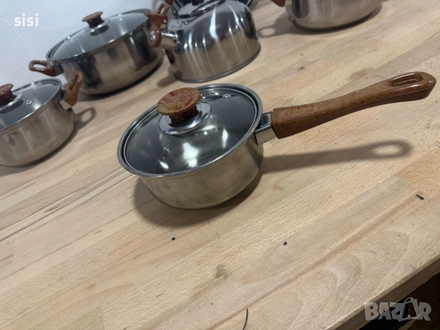 Комплект тенджери + подарък кухненски прибори розов, черен или зелен цвят DJ37+TV1316, снимка 5 - Прибори за хранене, готвене и сервиране - 54144015