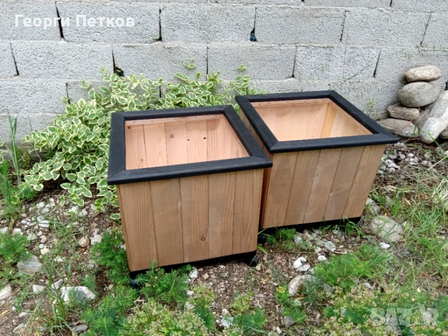 Дървени Кашпи от естествен материал - 49х49х47см., снимка 4 - Саксии и кашпи - 50694824