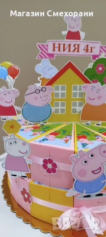 Картонена торта Пепа пиг, снимка 3 - Декорация - 53234215