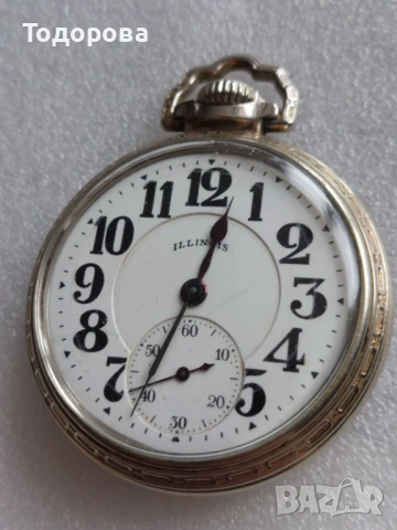 Илинойс-Рядък джобен часовник с покритие от 14 к злато.16s 21J Illinois Bunn Special 60 Hour. , снимка 2 - Антикварни и старинни предмети - 53382034