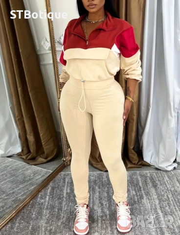 🌸 .Дамски Комплект – Цветна Блуза с Цип + Клин Висока Талия 🌸, снимка 9 - Спортни екипи - 51942132