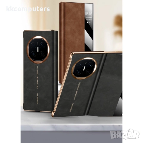 Кожен Флип Калъф за Huawei Mate X7 - Smart View Прозорец, Магнитно затваряне, 360° Защита, Авт. Вкл., снимка 4 - Калъфи, кейсове - 53149312