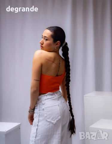 Дамски Топ цвят оранджев, снимка 3 - Корсети, бюстиета, топове - 50905299