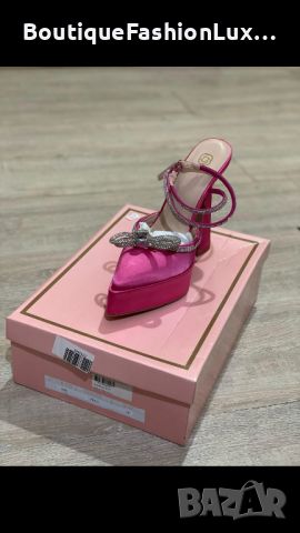 Дамски елегантни сандали с висок ток с панделка, снимка 1 - Дамски елегантни обувки - 46414760