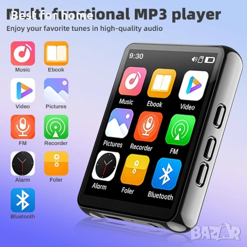 Cetoon 128GB MP3 плейър с Bluetooth, преносим цифров музикален плейър, черен, снимка 3 - MP3 и MP4 плеъри - 53664152