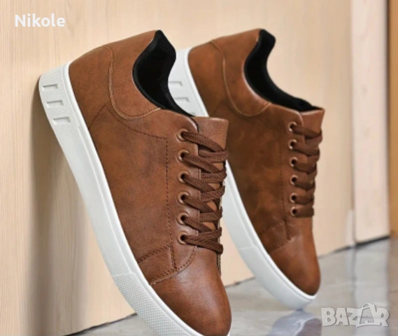 Мъжми спортни обувки в кафяв цвят