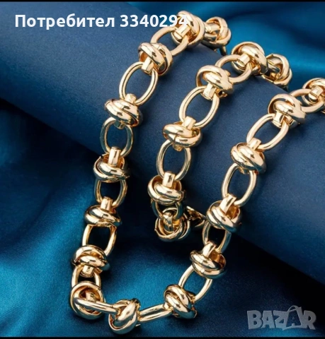 Дамски комплект ланец и гривна от медицинска стомана, снимка 3 - Бижутерийни комплекти - 53669070