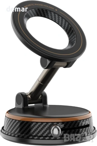 Вакуумна магнитна поставка за телефон в кола, светлооранжева