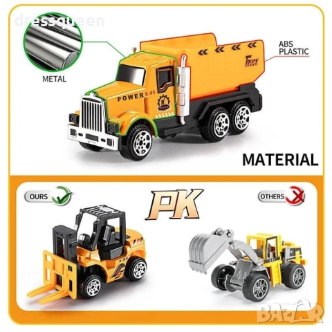 4740 Транспортен камион 2-в-1: Мобилна база и сет от 7 мини строителни багера и камиони, снимка 7 - Коли, камиони, мотори, писти - 54069681