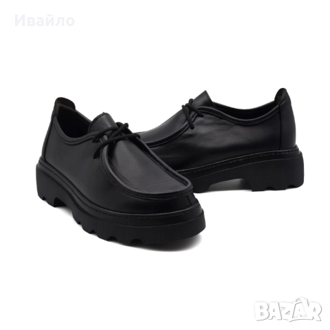 Дамски обувки от естествена кожа с връзки и масивна подметка, снимка 3 - Дамски елегантни обувки - 52097208