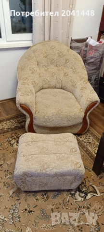 Диван + 2 фотьойла + 2 табуретки, снимка 2 - Дивани и мека мебел - 53818613