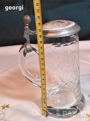 Немска кристална халба с цинково порцеланов капак Ромео и Жулиета   29/3, снимка 10 - Аксесоари за кухня - 52343174