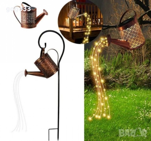 Декоративна соларна лампа със светлинни спринклери – ефект „водопад“, 60 LED, топла бяла светлина, снимка 2 - Градински мебели, декорация  - 51539682