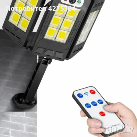 Интегрирана сгъваема соларна стенна лампа W796-9 с дистанционно управление, снимка 9 - Соларни лампи - 51147992