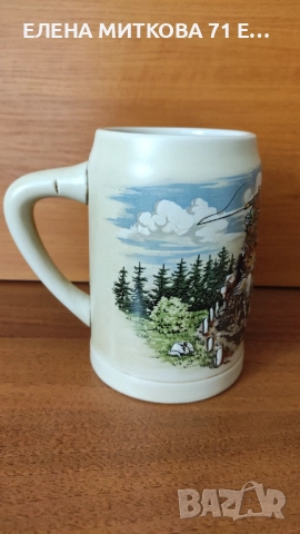 8 бр. немски винтидж халби ръчна изработка , с релефно изображение на дилижанс в планината, снимка 7 - Антикварни и старинни предмети - 51733340