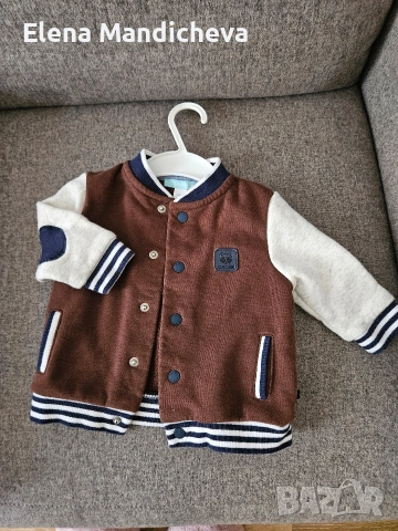 2 броя поларено бейзболно яке за бебе момче с подарък дънки H&M, снимка 2 - Бебешки якета и елеци - 54045638