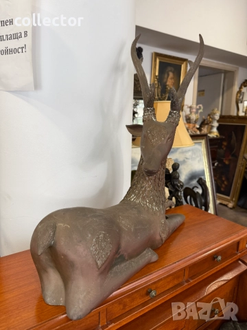 Голяма бронзова скулптура на елен. №7389, снимка 5 - Колекции - 51887231
