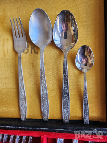прибори от мелхиор, дълбоко послебрени, тежки, мод.Флора, СССР, 24 бр., снимка 4 - Прибори за хранене, готвене и сервиране - 53706262