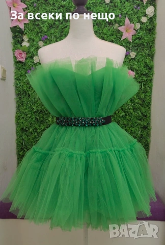 Къса Ефирна Тюлена Рокля Без Презрамки - Различни Цветове  Код Roni33, снимка 7 - Рокли - 54011619