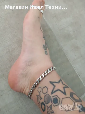 масивна сребърна гривна за глезен , снимка 5 - Гривни - 48749921
