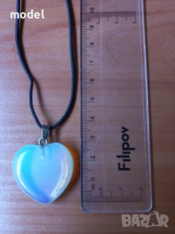 Колие Сърце Лунен камък, снимка 3 - Колиета, медальони, синджири - 51760014