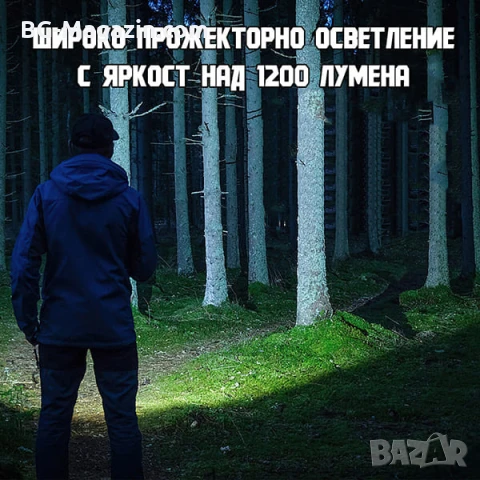 Далекобоен лазерен LED фенер прожектор мощен USB зареждане за лов риболов къмпинг туризъм работа, снимка 7 - Къмпинг осветление - 51017303
