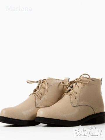 Дамски боти бежови естествена кожа, снимка 5 - Дамски боти - 53673816