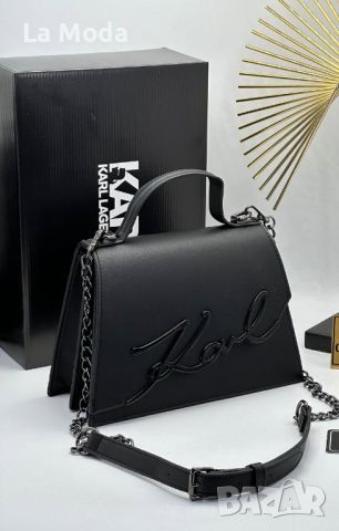 Дамска чанта Karl Lagerfeld черна с черен надпис , снимка 1 - Чанти - 45511750