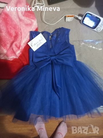 официална синя рокля, снимка 1 - Бебешки рокли - 45235457