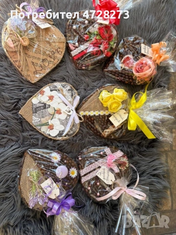 Сърце от кафени зърна с цветя или свещичка за 8-ми Март, снимка 4 - Подаръци за жени - 53538344