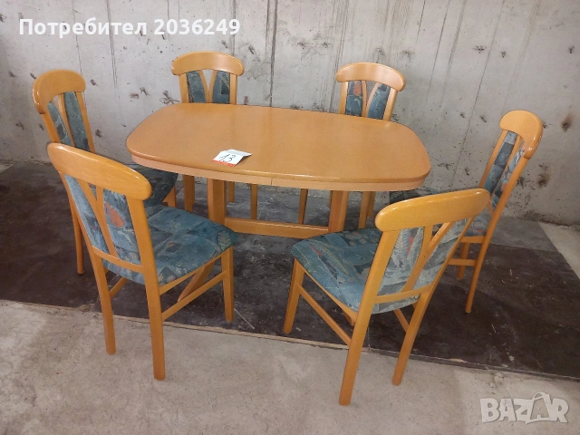 Комплект масивна разтегателна маса с 6 стола, снимка 3 - Маси - 53304013