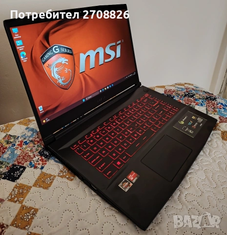 Само за 599 евро ! Геймърски бърз лаптоп MSI Bravo 15 Ryzen 5 16GB 1TB, снимка 2 - Лаптопи за игри - 53743788