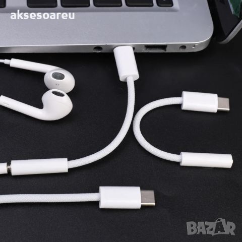 Преходник от USB C към 3,5 mm Aux аудио кабел за IPhone 15 Pro Max 15 Plus Адаптер за слушалки Аудио, снимка 14 - Резервни части за телефони - 46588672