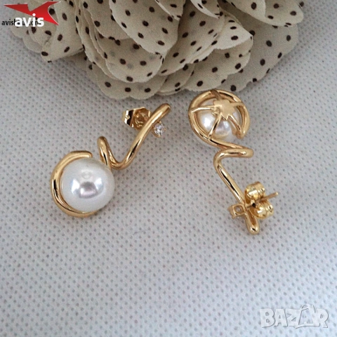 Обеци с 14К златно покритие 2141863, снимка 3 - Бижутерийни комплекти - 53482321