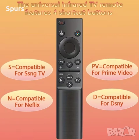 Универсално дистанционно за Samsung Smart TV – съвместимо с LCD/LED/4K, снимка 4 - Друга електроника - 54210994