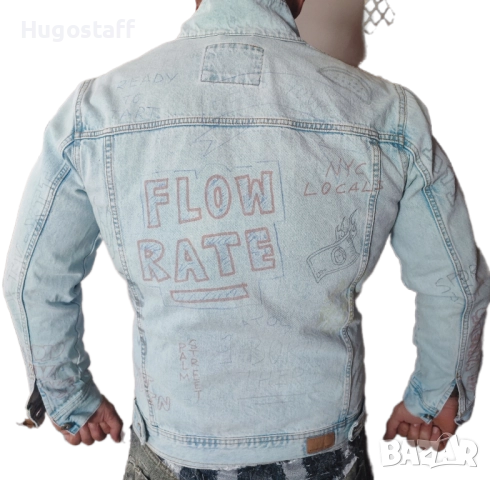 Мъжки оригинални винтидж маркови дънкови якета графити надписи М L Xl, снимка 14 - Якета - 43287814