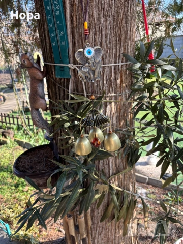 Метален вятърен звънец със слонче и окото на Назар, снимка 12 - Декорация за дома - 53663807